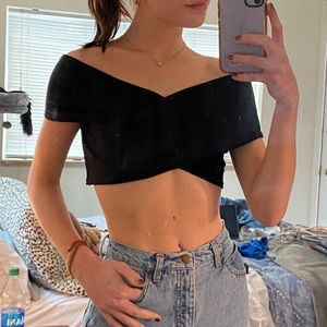 Shein Black Off the shoulder crop top